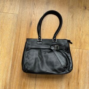 L'INTERVALLE Black Leather Shoulder Bag